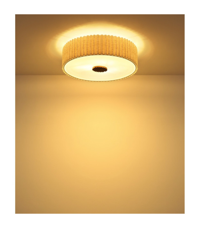 Jannie Cylindrical Ceiling Light Matt Sand Linen Shade 3x E27-5