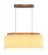 Jannie Bar Pendant Ceiling Light Wood Brown Linen Shade 3x E27-4
