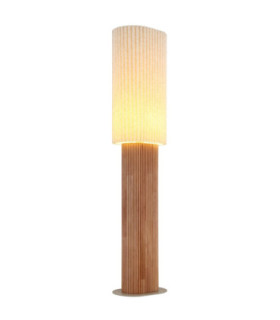 Jannie Floor Lamp Wood Brown Linen Shade E27-1