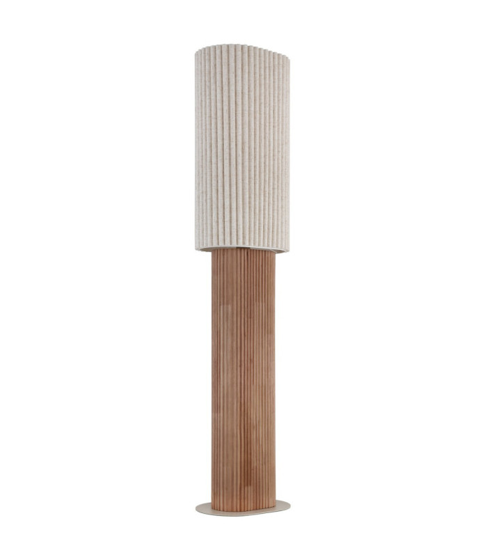 Jannie Floor Lamp Wood Brown Linen Shade E27-3