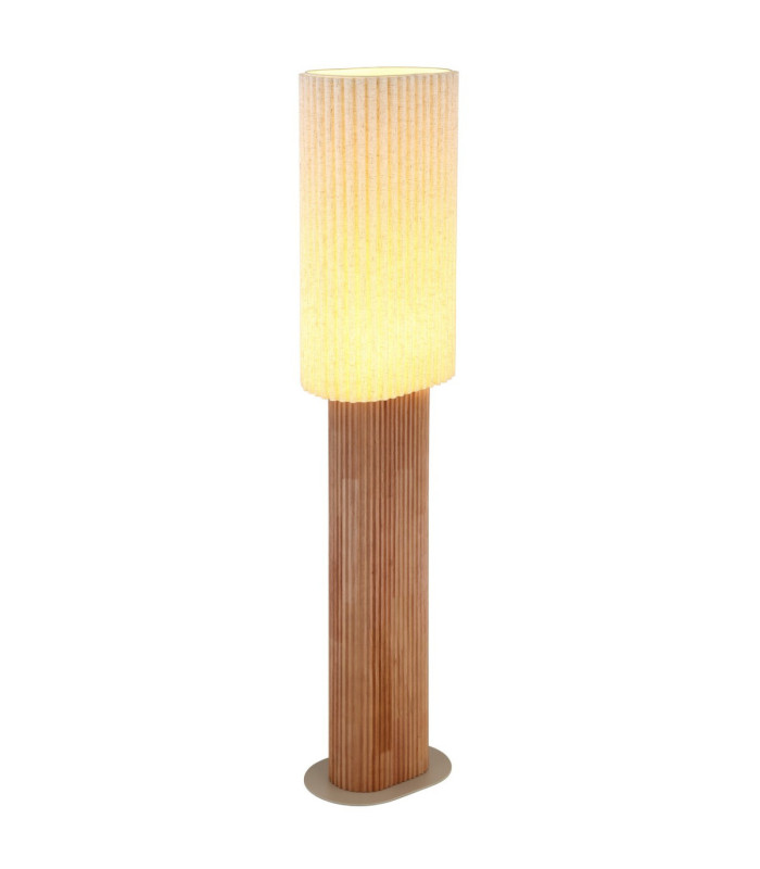 Jannie Floor Lamp Wood Brown Linen Shade E27-6