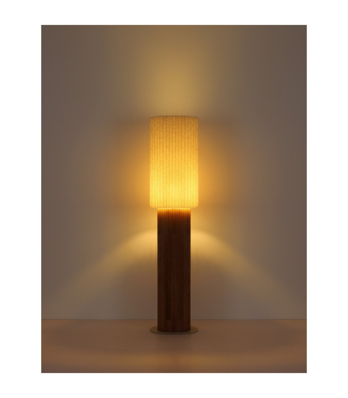 Jannie Floor Lamp Wood Brown Linen Shade E27-8