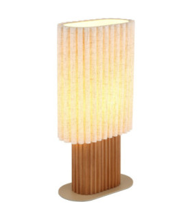 Jannie Oval Table Lamp Wood Brown Linen Shade E27-1