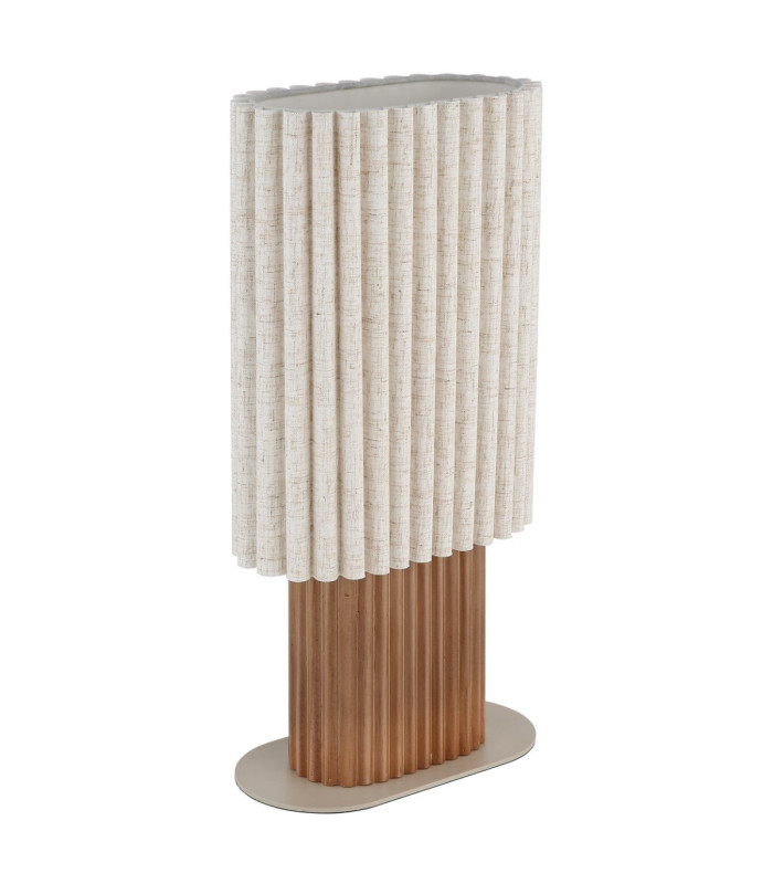 Jannie Oval Table Lamp Wood Brown Linen Shade E27-3