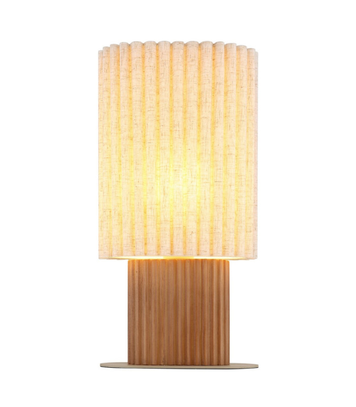 Jannie Oval Table Lamp Wood Brown Linen Shade E27-5