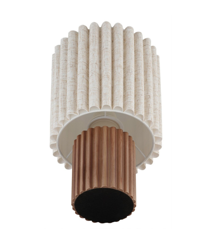 Jannie Round Table Lamp Wood Brown Linen Shade E27-5