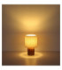 Jannie Round Table Lamp Wood Brown Linen Shade E27-7
