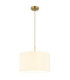 Truett Cylindrical Pendant Ceiling Light Matt Brass Linen White Shade E27-1