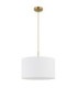 Truett Cylindrical Pendant Ceiling Light Matt Brass Linen White Shade E27-3