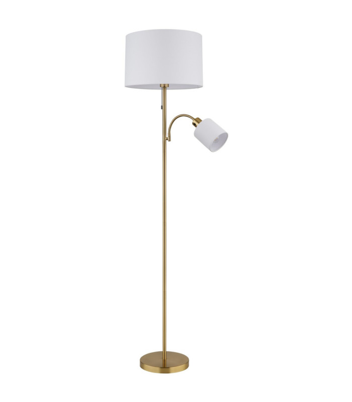 Truett Reading Lamp Matt Brass Linen White Shade 2x E27 LED-3