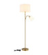 Truett Reading Lamp Matt Brass Linen White Shade 2x E27 LED-7