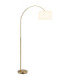 Truett Arc Floor Lamp Matt Brass Linen White Shade E27-1