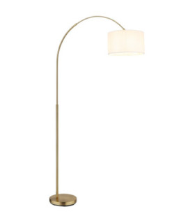 Truett Arc Floor Lamp Matt Brass Linen White Shade E27-1