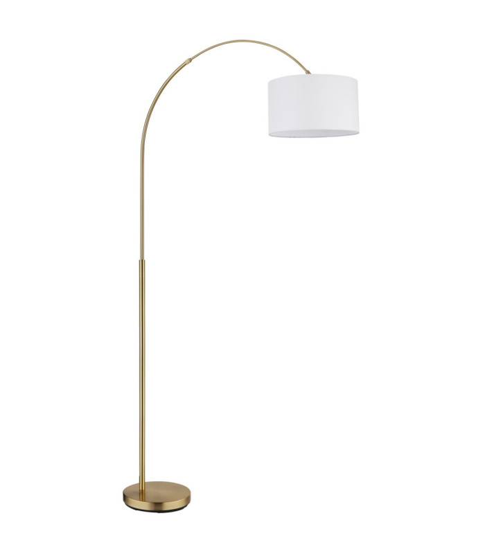 Truett Arc Floor Lamp Matt Brass Linen White Shade E27-3
