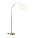 Truett Arc Floor Lamp Matt Brass Linen White Shade E27-5