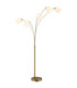 Truett Multi Arm Floor Lamp Matt Brass Linen White Shade 5x E27-1