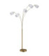 Truett Multi Arm Floor Lamp Matt Brass Linen White Shade 5x E27-3