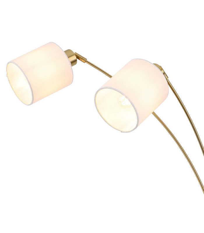 Truett Multi Arm Floor Lamp Matt Brass Linen White Shade 5x E27-4