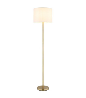 Truett Floor Lamp with Shade Matt Brass Linen White Shade E27-1