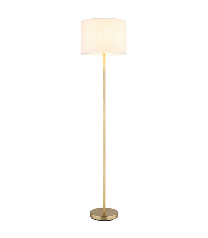 Truett Floor Lamp with Shade Matt Brass Linen White Shade E27-1
