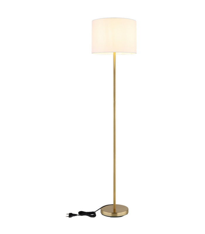 Truett Floor Lamp with Shade Matt Brass Linen White Shade E27-5