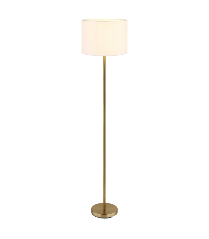 Truett Floor Lamp with Shade Matt Brass Linen White Shade E27-6