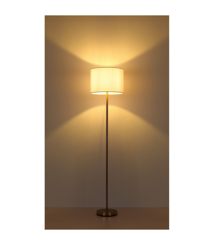 Truett Floor Lamp with Shade Matt Brass Linen White Shade E27-7