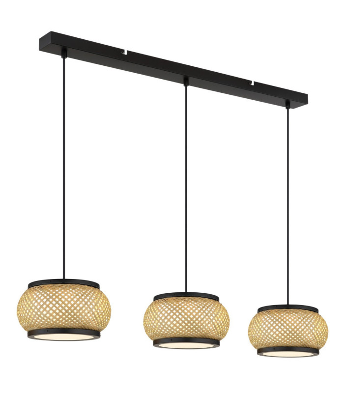 Bambora Bar Pendant Ceiling Light Matt Black Bamboo LED 3000//4000/6000K-1