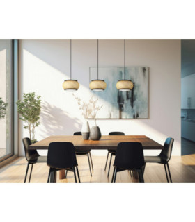 Bambora Bar Pendant Ceiling Light Matt Black Bamboo LED 3000//4000/6000K-2