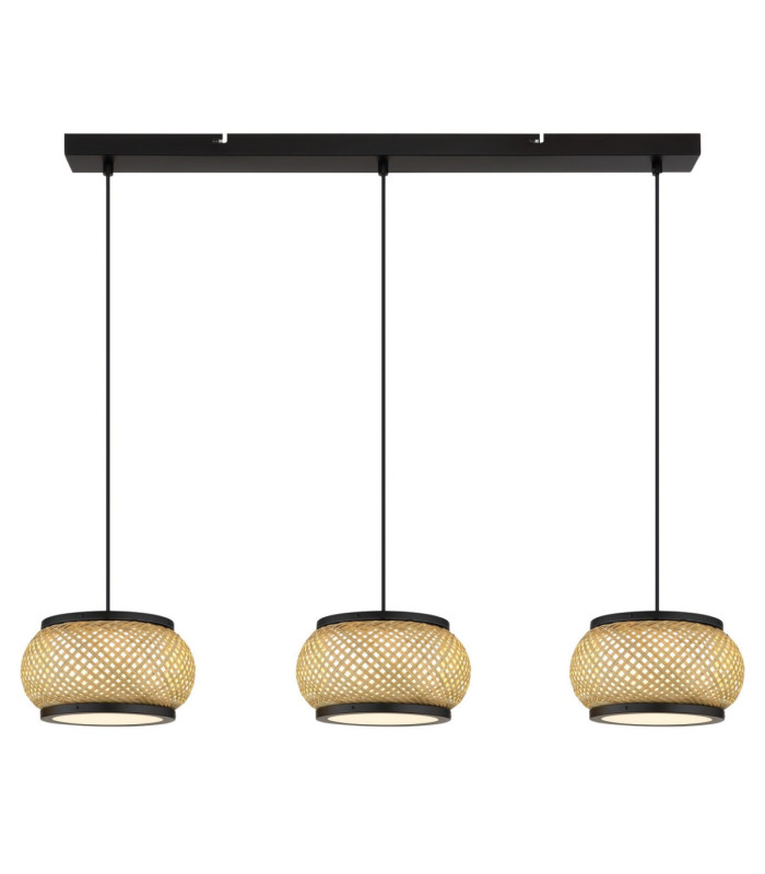 Bambora Bar Pendant Ceiling Light Matt Black Bamboo LED 3000//4000/6000K-4