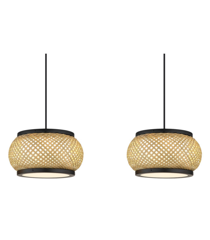 Bambora Bar Pendant Ceiling Light Matt Black Bamboo LED 3000//4000/6000K-5
