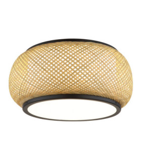 Bambora Cylindrical Ceiling Light Matt Black Bamboo LED 3000//4000/6000K-1