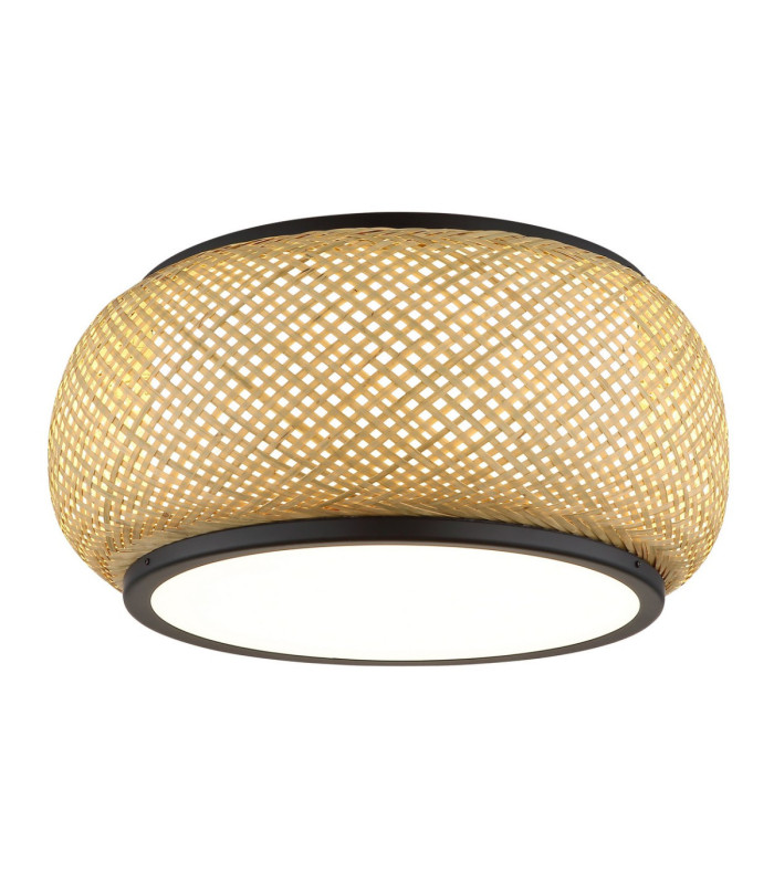 Bambora Cylindrical Ceiling Light Matt Black Bamboo LED 3000//4000/6000K-1