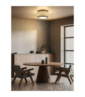 Bambora Cylindrical Ceiling Light Matt Black Bamboo LED 3000//4000/6000K-2