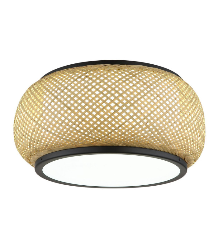 Bambora Cylindrical Ceiling Light Matt Black Bamboo LED 3000//4000/6000K-5
