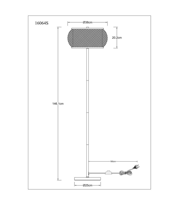 Bambora LED Integrated Floor Lamp Matt Black Bamboo LED 3000//4000/6000K-10