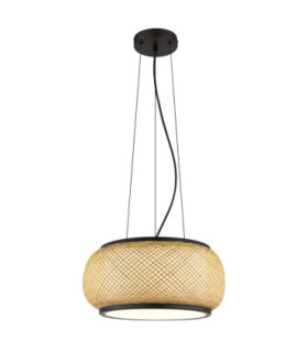Bambora Cylindrical Pendant Ceiling Light Matt Black Bamboo LED 3000//4000/6000K-1