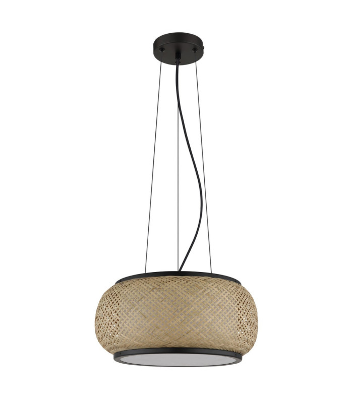 Bambora Cylindrical Pendant Ceiling Light Matt Black Bamboo LED 3000//4000/6000K-3