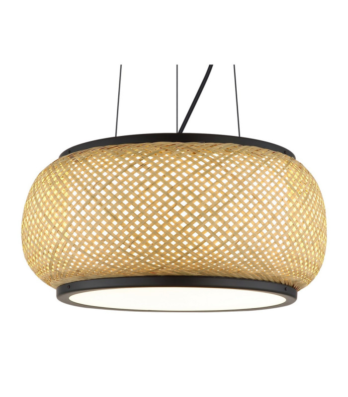 Bambora Cylindrical Pendant Ceiling Light Matt Black Bamboo LED 3000//4000/6000K-4