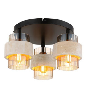 Daren Shade Cluster Ceiling Light Matt Black Amber Glass Shades 3x E27-1