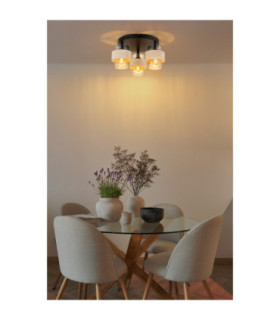 Daren Shade Cluster Ceiling Light Matt Black Amber Glass Shades 3x E27-2