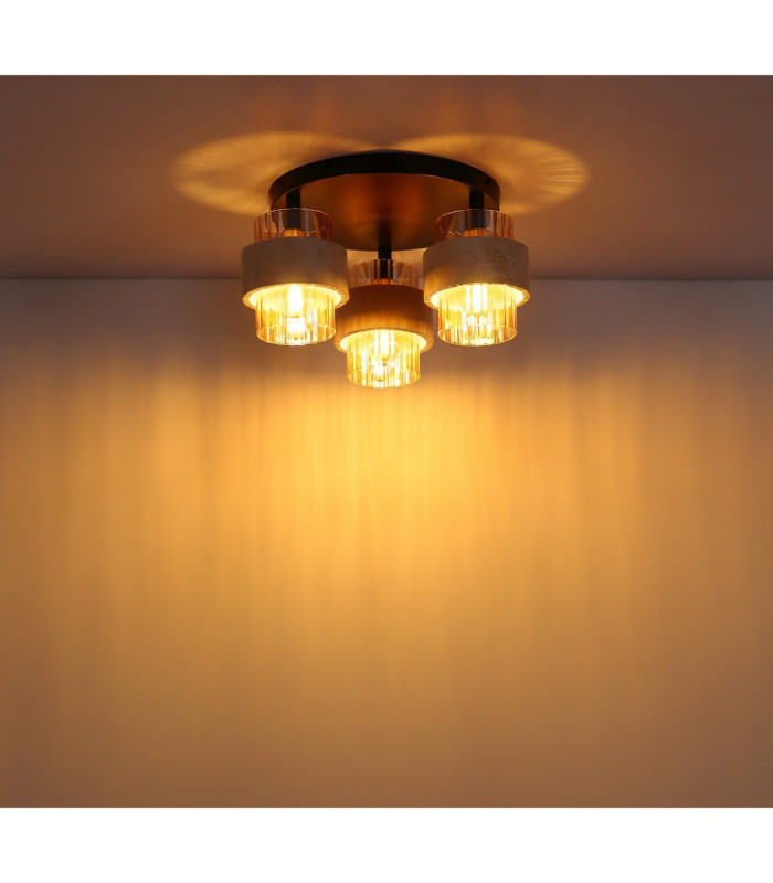 Daren Shade Cluster Ceiling Light Matt Black Amber Glass Shades 3x E27-4