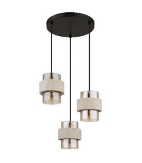Daren Cluster Pendant Ceiling Light Matt Black Amber Glass Shades 3x E27-2