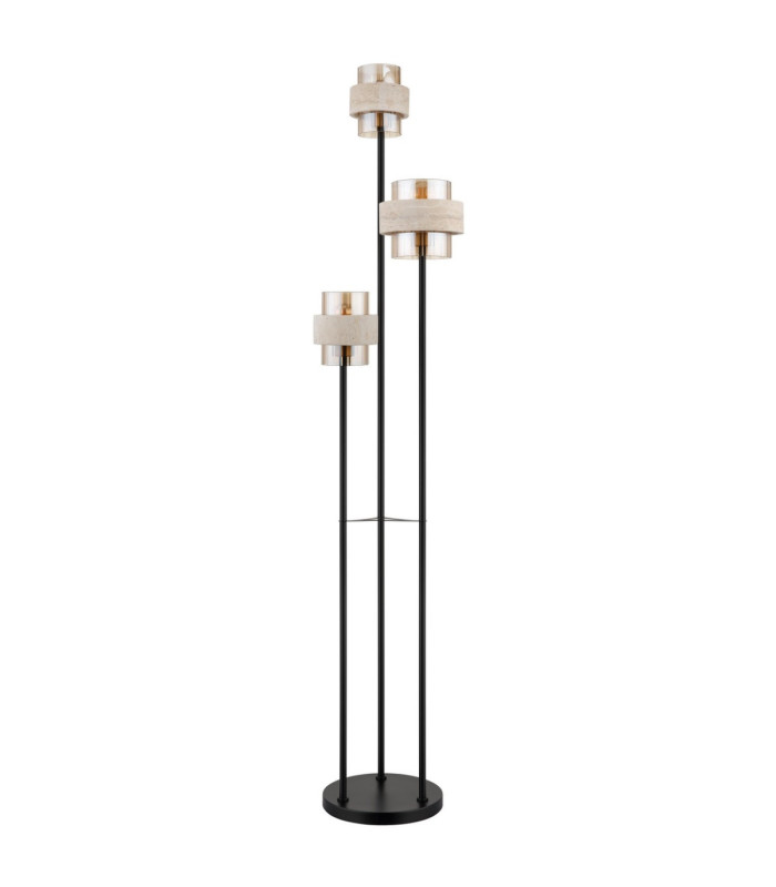 Daren Multi Arm Floor Lamp Matt Black Amber Glass Shades 3x E27-3