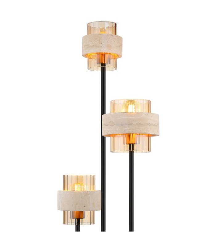 Daren Multi Arm Floor Lamp Matt Black Amber Glass Shades 3x E27-4