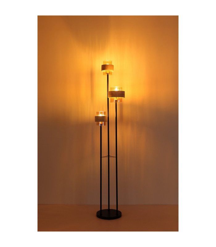 Daren Multi Arm Floor Lamp Matt Black Amber Glass Shades 3x E27-6