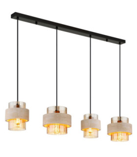 Daren Bar Pendant Ceiling Light Matt Black Amber Glass Shades 4x E27-1