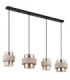 Daren Bar Pendant Ceiling Light Matt Black Amber Glass Shades 4x E27-3