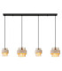 Daren Bar Pendant Ceiling Light Matt Black Amber Glass Shades 4x E27-4