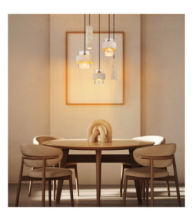 Daren Cluster Pendant Ceiling Light Matt Black Amber Glass Shades 2x GU10 3x E27-2